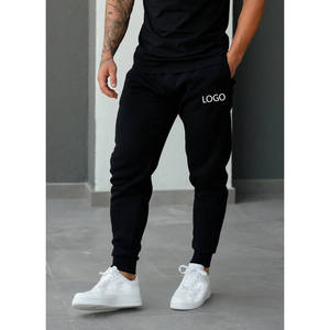 <b>Mens</b> Solid <b>Black</b> Custom Logo Pullover <b>Hoodie</b> with Drawstrings and Matching Jogger Trackstar OEM Private Label - Product Image 3