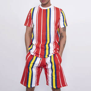 Vente en gros Ensemble de t-shirts et shorts décontractés pour hommes avec logo personnalisé Taille élastique Longueur genou - Product Image 2