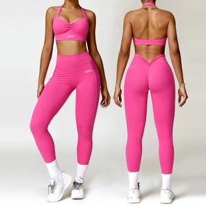 Ensemble de vêtements de sport sans manches avec logo personnalisé Fitness wera Workout Scrunch Butt Leggings Ensembles de gym pour femmes Vêtements de yoga Fitness à la mode - Product Image 6