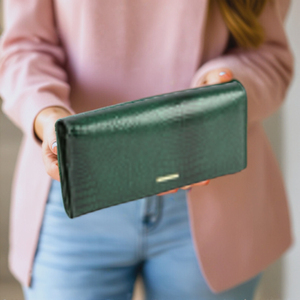 กระเป๋าคลัทช์หนังแท้แฟชั่นสำหรับผู้หญิงกระเป๋าคลัทช์ยาวซิปคู่ดีไซน์ใหม่ล่าสุด - Product Image 1