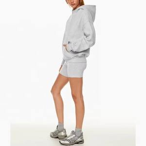 Personalizado Drop Shoulder Puño acanalado y dobladillo Cremallera completa Sudadera con capucha de gran tamaño Kangroo Pocket Algodón Poliéster Sudadera con capucha Mujer - Product Image 2