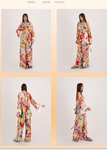 ชุดคลุมคาฟตันผ้าฝ้ายสีขาวสำหรับผู้หญิง DAFNI BIG PAZAR ลายพิมพ์ตาหยินหยาง พิมพ์ลายดิจิทัล ชุดโปรโมชั่นตรุษจีน - Product Image 2