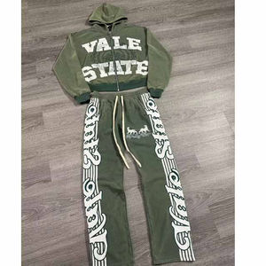 Conjunto Deportivo Unisex de Primera Calidad con Apliques Bordados, Transpirable, Estampado, Sudadera con Capucha y Pantalones Deportivos Gruesos - Product Image 1