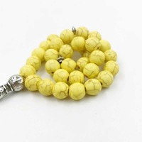 Tasbih en résine turquoise de haute qualité, 33 perles, éco-responsable, chapelet de prière musulman, collier à perles de mode indienne