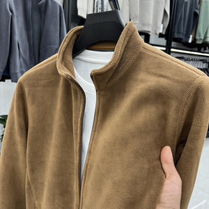 Pull simple décontracté avec logo personnalisé OEM Veste cardigan à fermeture éclair et col montant pour hommes Veste polaire épaisse et chaude - Product Image 3