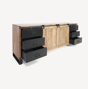 Aparador grande moderno de madera y metal de 200 cm para dormitorio, sala de estar, uso en hotel-Osaka - Product Image 5