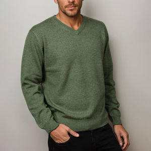 Pulls grande taille pour hommes pour l'hiver OEM tricots standard personnalisés en mélange de laine acrylique poignets côtelés couleur unie vêtements quotidiens décontractés - Product Image 4