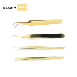 Juego de pinzas para pestañas y espejo azul de plasma de titanio, 4 piezas con caja de cartón personalizada, injerto de Punta puntiaguda - Product Image 5