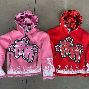 เสื้อครอปผ้าฝ้ายผสมแบบมีฮู้ดสำหรับสตรีทแวร์ GSM ตัดขอบแบบดิบๆซักได้ตามต้องการ300 - Product Image 3