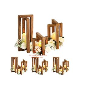 Uso decorativo elegante para la decoración de la sala de estar del hotel del hogar Juego de tendencia superior de 2 farolillos de madera - Product Image 2