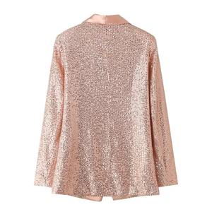 2024 Spring New Product Women's Fashionable Style Polo Collar Long sleeved Solid Color Sequin Suit Coat - Product Image 6