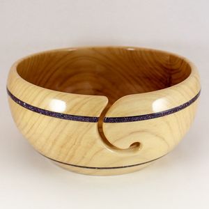 Bol en fil de bois et de céramique de grande taille de style japonais fait à la main 7 "x 4" pouces incroyable pour le crochet et le tricot en vente - Product Image 1