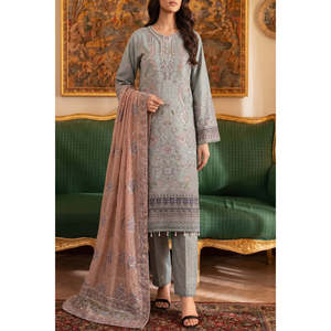 Costume de luxe 3 pièces en mousseline de soie, confectionné à la main, édition de créateur TC-1609 pour le printemps/été - Product Image 1