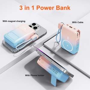 แบตสำรอง 10000mAh ขายส่ง 3 in 1 ชาร์จเร็ว พร้อมที่ชาร์จไร้สายแม่เหล็กในตัว สายชาร์จในตัว จอ LED พร้อมที่วางโทรศัพท์ - Product Image 6