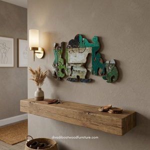Décorations murales en bois faites à la main, figurines d'animaux en bois de bateau recyclé, artisanat animalier pour la décoration intérieure - Product Image 6