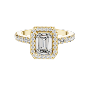 Bague de fiançailles en diamant de laboratoire taille émeraude 1,65 carat avec halo, clarté VVS-VS EF, options or 18 carats et argent, diamant de laboratoire - Product Image 2