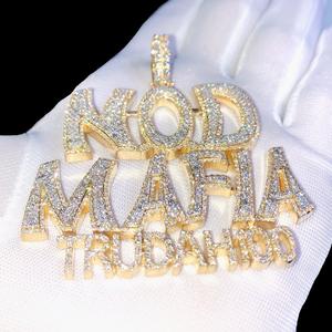 Pendentif personnalisé en argent sterling 925 avec moissanite, style hip-hop, diamant, nom, personnalisé, glacé, brillant, pendentifs et breloques fins - Product Image 1