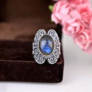 Tendance 925 Sterling Silver Labradorite Gemstone Ring Jewelry Handmade Silver Boho Style Ring Jewelry for Women Gift for Girls - Product Image 2