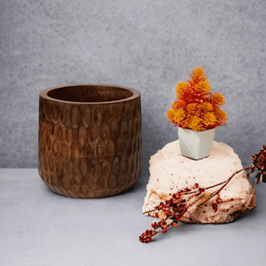 Modern Antique Vintage Small Wooden Bowl Natural Brown High Quality <b>Honeycomb</b> Texture Hand-Crafted Trendy Home <b>Decoration</b> - Product Image 4