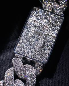 Cadena Cubana VVS1 Moissanite, Plata de Ley 925 / Oro Blanco de 14K, Hecha a Mano, Cadena Cubana para Hombre, Estilo Hip Hop para Fiestas - Product Image 5