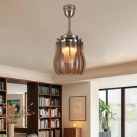 # Ventilateur de plafond rétractable 42 pouces avec moteur DC et design floral, avec télécommande, éclairage LED intégré - Modèle 1016 Source Factory