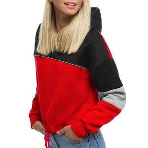 เสื้อครอปฮู้ดดี้ผ้าฝ้ายคุณภาพสูงแบบกำหนดเอง เสื้อครอปเรียบง่าย เสื้อครอปฮู้ดดี้แขนยาวสำหรับผู้หญิงแบบกำหนดเอง OEM - Product Image 3