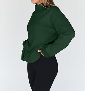 Cómoda sudadera de mujer cuello alto cálido pulóver manga larga estilo de ajuste relajado - Product Image 3