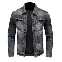 Veste en jean pour homme bleu clair style vintage formel hiver personnalisable respirante streetwear haute qualité