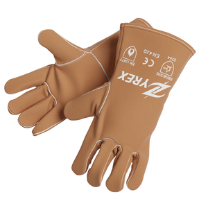 Gants de soudage en cuir de vachette noir de qualité supérieure, paume renforcée, résistants à la chaleur, longs, de sécurité pour le travail - Product Image 2