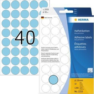 Etiquetas Adhesivas de Papel Azul HERMA de 19 mm, 1,280 Etiquetas/Paquete, Cinta Adhesiva de Oficina - Product Image 1
