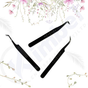 Pinzas de extensión de pestañas personalizadas, punta de fibra negra de Plasma delgada de 90 grados, Material de acero inoxidable de sujeción fuerte - Product Image 5