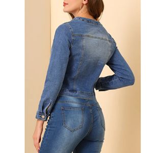 Veste en jean décontractée élégante pour femmes, vêtements d'extérieur confortables à la mode avec design classique, tenue quotidienne durable pour l'hiver - Product Image 4