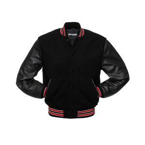 Chaqueta universitaria de cuero de vaca personalizada invierno estilo callejero lana a prueba de viento tejido ecológico transpirable frente Unisex - Product Image 6