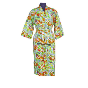 Kimono Kantha Indio Vintage Hecho a Mano, Maxi Vestido Informal de Invierno para Mujer, Estilo Floral de Verano, 100% Algodón, Secado Rápido, Suave y Transpirable, para Playa - Product Image 2