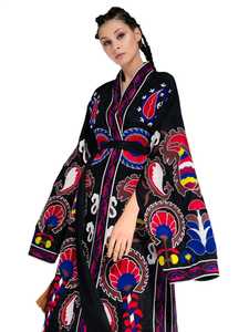 Vestido de verano largo árabe musulmán, abaya, bordado, bohemio, 100% algodón, 2022 - Product Image 2