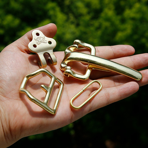 ชุดหัวเข็มขัดทหารม้าทองเหลืองแข็งสำหรับผู้ชาย4ชิ้นสกรูหมุด, ตะขอรัดเอว, อุปกรณ์เสริมหัวเข็มขัดหนัง - Product Image 6