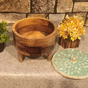 Luxury <b>Storage</b> Jar for Dry Fruits, Spices & Festive Home Decoration Exclusive Handmade Mother of Pearl Inlay <b>wooden</b> <b>Box</b> - Product Image 1