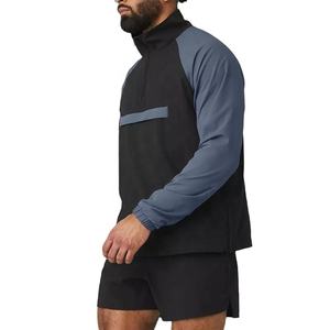 OEM Lightweight Sports Active Wear Woven Polyester Color Block Anorak Running Outwear Quarter <b>Zip</b> Windbreaker Jacket - Product Image 4