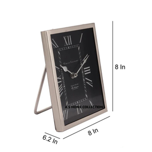 นาฬิกาตั้งโต๊ะสำหรับเด็กสีทองและสีเงินมันวาวสุดสร้างสรรค์รูปทรงนามธรรมตัวเลขโรมันขายดี - Product Image 4