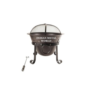 Nuevo y elegante pozo de fuego de hierro puro de alta calidad de color negro con póker para el hogar y el jardín de Indian Metal World - Product Image 1