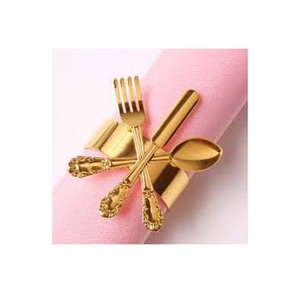 Anillo redondo de oro con diseño de cubiertos en relieve, servilletero hecho a mano, estilo único, vajilla, servilletero real decorativo - Product Image 1