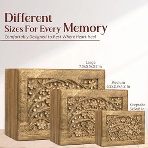 cremation <b>Wood</b> <b>Urns</b> <b>for</b> Human <b>Ashes</b> with decorative natural <b>wood</b> with custom design available - Product Image 2