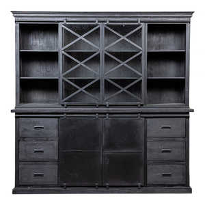 Mangohouten Milan Buffetkast 200 cm x Zwart Moderne-Design en bois de style antique - Product Image 3