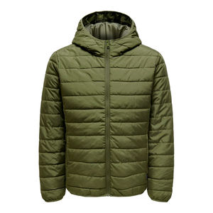 Chaqueta Acolchada Ligera para Hombre, Impermeable, con Cremallera Completa, Color Verde, Forro Acolchado, Diseño Personalizado - Product Image 1