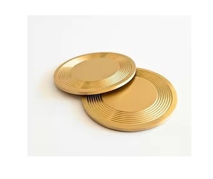 7 pièces argent/doré métal tasse sous-verres ensemble 4.2 "avec support pour thé tasse à café assiettes - Product Image 1