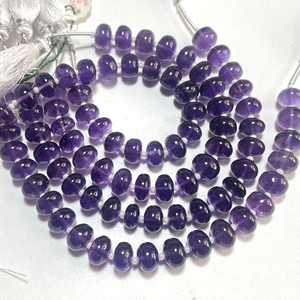 Vente en gros 7-8MM Améthyste Violet Rondelle Forme Lisse Pierres Précieuses Naturelles Perles Fournitures - Product Image 4