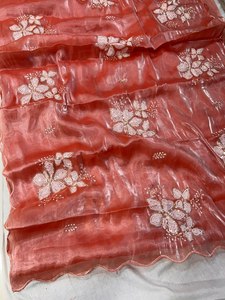 ส่าหรีผ้าไหมที่มีคุณภาพสูงปักเลื่อมขอบงานสไตล์ปากีสถานที่สง่างามสำหรับงานปาร์ตี้หรืองานแต่งงาน - Product Image 3