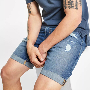 Shorts en jean pour hommes en coton simple de haute qualité, logo personnalisé confortable, vente chaude, vente en ligne à bas prix - Product Image 4