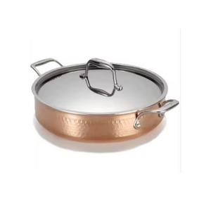 Casserole élégante en cuivre martelé Poignées en acier inoxydable Design classique Durable Écologique pour la cuisson des repas Stockage des aliments - Product Image 1