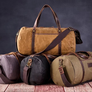 Sac de voyage en cuir et toile pour le week-end et la nuit, grande capacité, bagage durable, fourre-tout, LCTB-0009 - Product Image 1